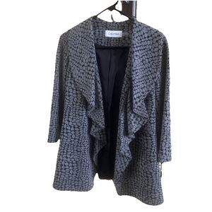 New Calvin Klein Blazer Jacket Size 2 Petite Black And Grey